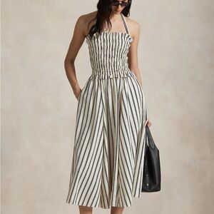 Polo by Ralph Lauren Striped Silk Blend Midi Dress